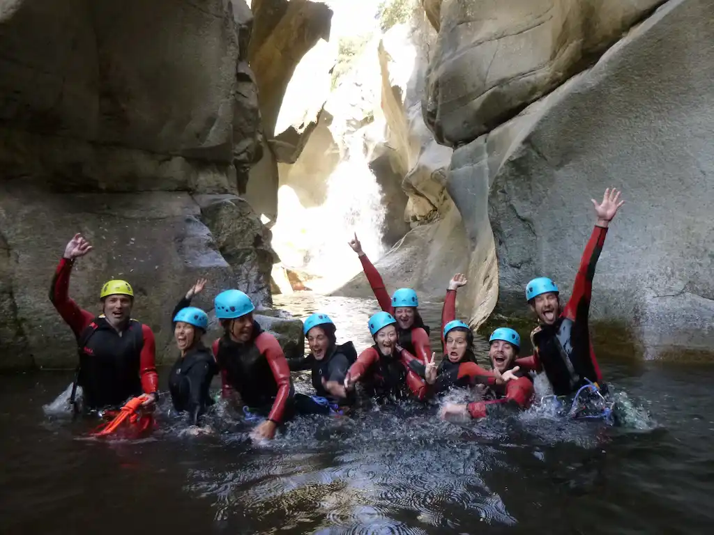 Group canyoning in the Pyrénées-Orientales