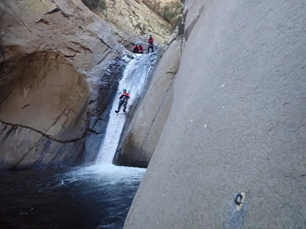 Canyoning Llech gorges natural slide